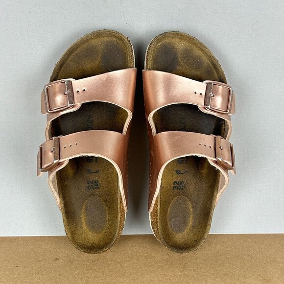 Birkenstock Arizona Two Strap Rose Gold Patent Leather Sandals Kids Size 1 - Picture 8 of 9